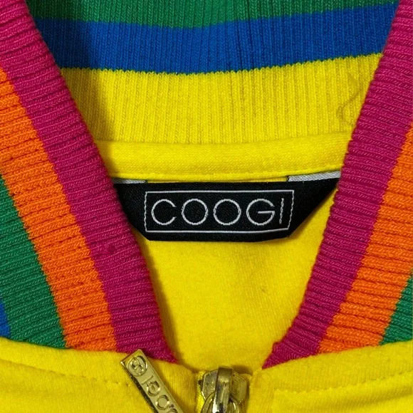 COOGI Girls Yellow Sweatshirt Fitted Zip Hoodie Striped Accents Size 12-14 - Picture 11 of 14